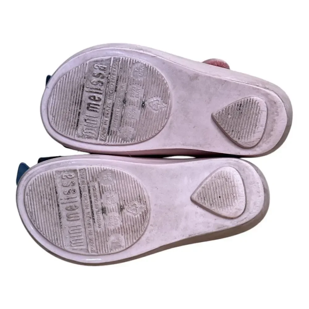 Mini Melissa Pink Blue Mary Jane Rubber Ultragirl Bow Flat Toddler Size 7